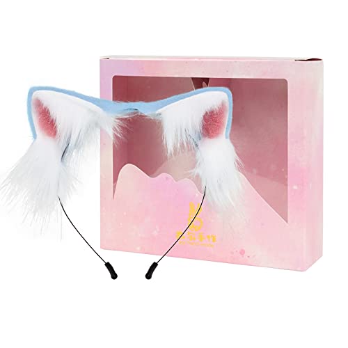 Katze, Fuchs, Wolfsohren, Cosplay, langes Fellhaar, Stirnband, Wolf, Tier, Anime, Halloween, Cosplay, Kostüm für Mädchen (Pwblue) von Adolala