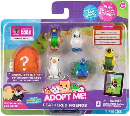 Adopt Me! AME0114-6er Figuren Pack -Gefiederte Freunde, offizielles Figurenset mit Spielcode von Adopt Me!