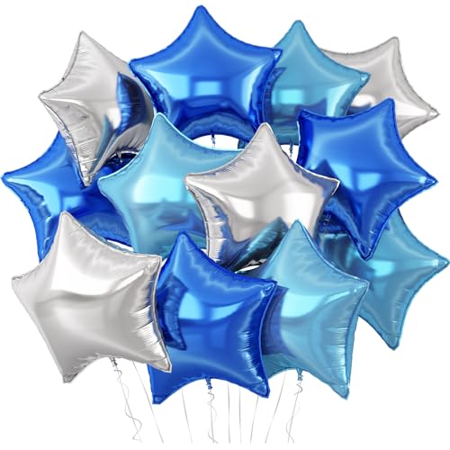 Blau Silber Stern Luftballons, 12 Stück Geformt Folie Ballon, 18 Zoll Große Helium Mylar für Geburtstag Babyparty Jahrestag Party Dekoration Blau Silber Stern Luftballons, 12 Stück Geformt Folie Ballon, 18 Zoll Große Helium Mylar für Geburtstag Babyparty Jahrestag Party Dekoration von Adorely