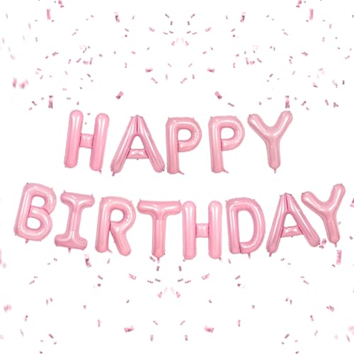 Happy Birthday Luftballons Banner Rosa,16 Zoll Pastell Rosa Buchstabe Folienballon Geburtstag Banner für Mädchen Jungen Frauen Männer Geburtstag Party Deko Happy Birthday Luftballons Banner Rosa,16 Zoll Pastell Rosa Buchstabe Folienballon Geburtstag Banner für Mädchen Jungen Frauen Männer Geburtstag Party Deko von Adorely