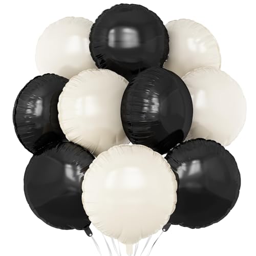 Schwarz-weiße, runde Folienballons, 20 Stück, cremeweiße, runde Luftballons, 45,7 cm, Heliumballon für Geburtstag, Hochzeit, Brautparty, Junggesellinnenabschied, Partydekoration Schwarz-weiße, runde Folienballons, 20 Stück, cremeweiße, runde Luftballons, 45,7 cm, Heliumballon für Geburtstag, Hochzeit, Brautparty, Junggesellinnenabschied, Partydekoration von Adorely