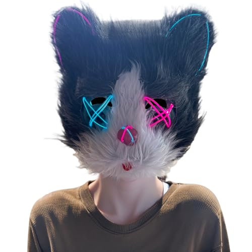 Adorling Katzenmaske Katzenkostüm Katzen Kostüm Halloween Maske, LED Maske, LED Mask mit 3 Blitzmodi für Party Halloween Fasching Karneval Kostüm Cosplay Dekoration Adorling Katzenmaske Katzenkostüm Katzen Kostüm Halloween Maske, LED Maske, LED Mask mit 3 Blitzmodi für Party Halloween Fasching Karneval Kostüm Cosplay Dekoration von Adorling