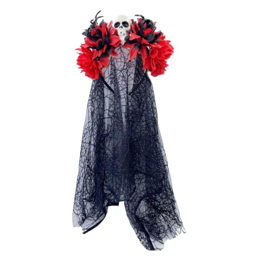 Adrosstoller Halloween Cosplay Kostüm Stirnband Skelett Blume Haarband Punk Haarschmuck von Adrosstoller