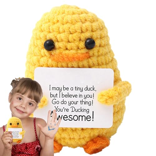 Adsfvs Gestricktes Entenspielzeug im Taschenformat, süße Häkelpuppe,Weiche, emotionale Unterstützung strickende Entenpuppe | Süße Gehäkelte Entenpuppe -Ermutigungskarte für Tisch, Bücherregal Adsfvs Gestricktes Entenspielzeug im Taschenformat, süße Häkelpuppe,Weiche, emotionale Unterstützung strickende Entenpuppe | Süße Gehäkelte Entenpuppe -Ermutigungskarte für Tisch, Bücherregal von Adsfvs