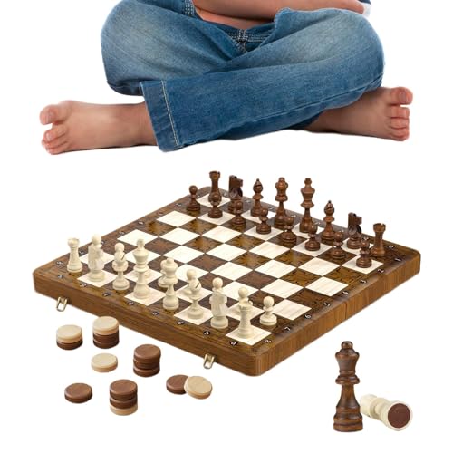 Adsfvs Schachspiel Klappbar Typ | Magnetisches Holz Schachbrett Set,Interaktives Spielzeug Für Outdoor Party Park Zuhause Autoreise Wohnzimmertisch Wartezimmer Familienabend von Adsfvs