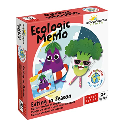 Adventerra Games Ecologic Memory Essen nach Jahreszeit | für Kinder ab 2 Jahren, Montessori-Spiele, 2 Jahre + Memory-Spiele, Montessori 2 Jahre + Lernspiele, Ökologische Spiele, Memory-Spiel von ADVENTERRA