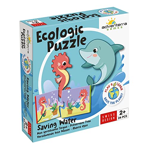 Adventerra Games, Ecologic Puzzle Verschwende kein Wasser, Duo Puzzle, Kinder ab 2 Jahren, Montessori-Lernspiele, Ökologische Spiele von ADVENTERRA