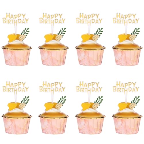Cupcake-Topper "Happy Birthday", goldfarben, 100 Stück von Aeaocvo