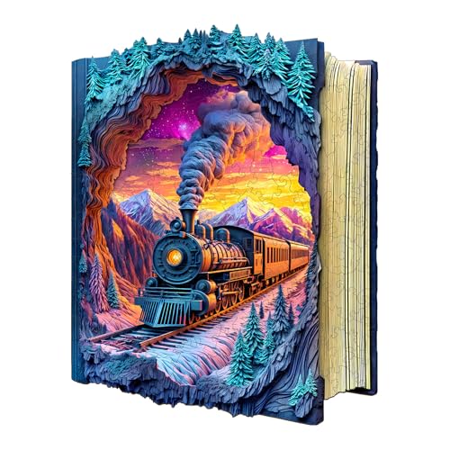 AEEKDOOK Holzpuzzles für Erwachsene, 200 Teile, 3D-Aurora-Zug-Holzpuzzle, einzigartige Tierform, Holzschnitt-Puzzles, umweltfreundliche Heimbüro-Dekoration (M-29 x 28,7 cm) von Aeekdook
