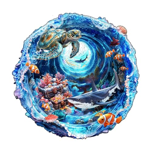 AEEKDOOK Holzpuzzles für Erwachsene – 100 Teile Whirlpool Schätze Puzzle – Einzigartige Formen Holzpuzzle für Erwachsene – Umweltfreundliche Heimbüro-Dekoration (S-21,6 x 21,1 cm) von Aeekdook