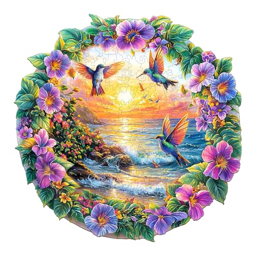 AEEKDOOK Holzpuzzles für Erwachsene - 200 Teile 3D Resort Beach Holzpuzzle - Einzigartige Tierform Holzschnittpuzzles - Umweltfreundliche Home Office Decor (M-29.0 * 28.7 cm) von Aeekdook