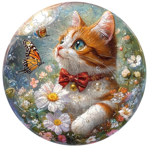 AEEKDOOK Holzpuzzles für Erwachsene – 200 Teile Bubble Cat Puzzle – Einzigartige Formen Holzpuzzle für Erwachsene – Umweltfreundliche Heimbüro-Dekoration (M-29 x 29 cm) von Aeekdook