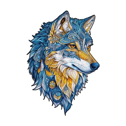 AEEKDOOK Holzpuzzles für Erwachsene – 200 Teile Vivd Wolf Puzzle – Einzigartige Tierformen Holzpuzzle für Erwachsene – Umweltfreundliches Tierpuzzle Home Office Dekor (M-33,3 x 23,1 cm) von Aeekdook