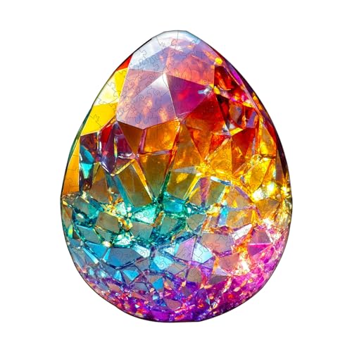AEEKDOOK Holzpuzzles für Erwachsene – 200 Teile buntes Kristall-Eier-Puzzle – einzigartige Formen Holzpuzzle für Erwachsene – umweltfreundliche Dekoration für Zuhause und Büro (32,8 x 26,2 cm) von Aeekdook