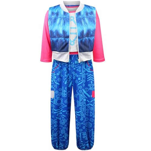 Aegisdorn Cheerleader-Kostüm für Kinder, Mädchen, Kostüm-Outfits mit Oberteil, Hose und Jacke, Bekleidungsset für 4–13 Jahre (blau, 5–6 Jahre) von Aegisdorn