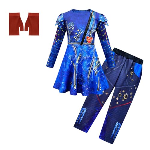 Aegisdorn Prinzessinnen-Kostüm für Mädchen, Kleid, Jacke, Hose, Set, Kinder, Blau, Rot, Lila, Rollenspiel, Therm, Party, Verkleidung, Outfits (Königsblau, 130) von Aegisdorn