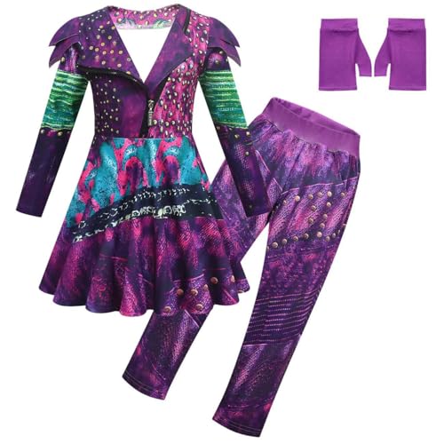 Aegisdorn Prinzessinnen-Kostüm für Mädchen, Kleid, Jacke, Hose, Set, Kinder, Blau, Rot, Lila, Rollenspiel, Therm, Party, Verkleidung, Outfits (Rich Purple, 110) von Aegisdorn
