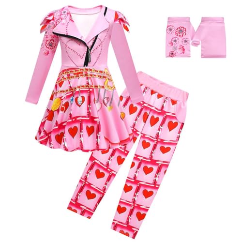 Aegisdorn Prinzessinnen-Kostüm für Mädchen, Kleid, Jacke, Hose, Set, Kinder, Blau, Rot, Lila, Rollenspiel, Therm, Party, Verkleidung, Outfits (Rosa, 150) von Aegisdorn
