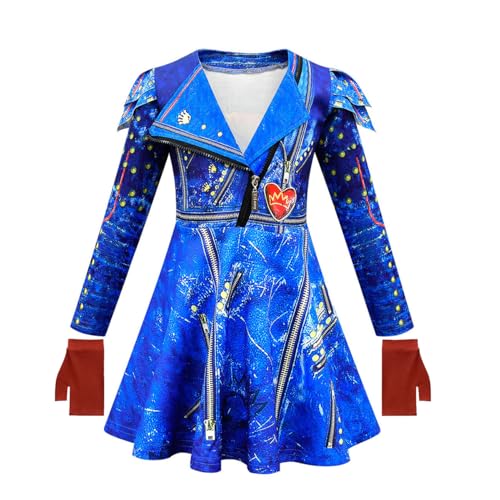 Aegisdorn Prinzessinnen-Kostüm für Mädchen, Welttag des Buches, für Kinder, Blau, Rot, Lila, Rollenspiel-Kostüm, Therm-Party, Verkleidung (blau, 130) von Aegisdorn