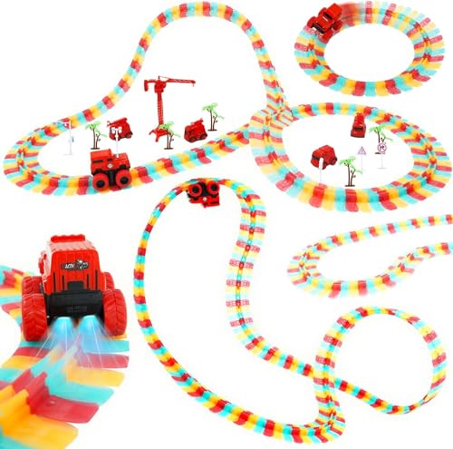 178pcs Eisenbahnspielzeug,Regenbogen Cars Rennbahn, Magic Tracks,Glow Tracks, Spielzeug Bauen,Lernspielzeug für Kinder.für Geburtstage,Weihnachten, Halloween,Neujahr 3 4 5 6 Jahre von Aelbsty