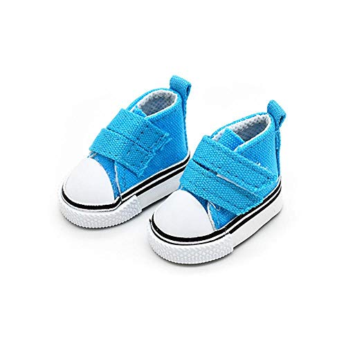 Aeromdale Puppe Leinwand Schuhe Einfarbig 5cm Puppe Schuhe mit Klebeband für 20cm Puppe Mädchen Spielzeug Geschenk - Blau - 1 Paar von Aeromdale