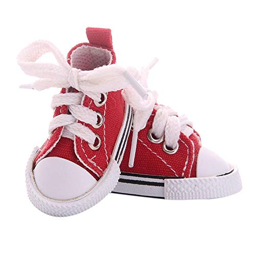 Aeromdale Puppe Leinwand Schuhe Einfarbig 5cm Schuhe für 14,5 Zoll Puppe 1/6 Puppe Mädchen Spielzeug Geschenk - Rot - 1 Paar von Aeromdale
