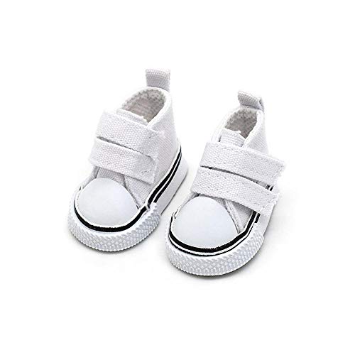 Aeromdale Leinwand Schuhe Einfarbig 5cm Mit Klebeband für 14,5 Zoll Puppe 1/6 Mädchen Spielzeug Geschenk - Weiß - 1 Paar von Aeromdale
