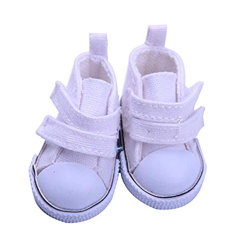 Aeromdale Puppe Leinwand Schuhe Einfarbig 5cm Schuhe mit Klebeband für 14,5 Zoll Puppe 1/6 Puppe Mädchen Spielzeug Geschenk - Weiß B - 1 Paar von Aeromdale