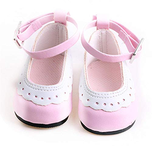 Aeromdale Puppe Schuhe Flache Schuhe mit Spitze für 18 Zoll Amerikanische Puppe Mädchen 43cm Puppe Geschenke - Rosa - 1 Paar von Aeromdale