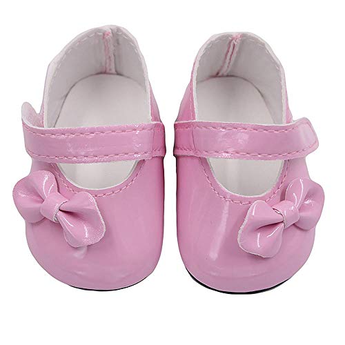 Aeromdale Puppenschuhe PU Schuhe mit Schleife für 45,7 cm American Doll Girls Puppen 46cm Puppenzubehör Spielzeug - Rosa - 1 Paar von Aeromdale