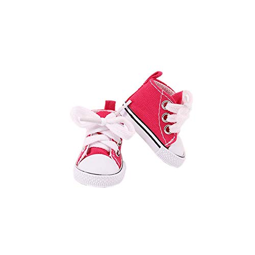 Aeromdale Puppenschuhe, Schnürschuhe, einfarbig, Leinen, 5 cm, für 32–34 cm, BJD-Puppe, Geschenke für Mädchen, Rot, 1 Paar von Aeromdale
