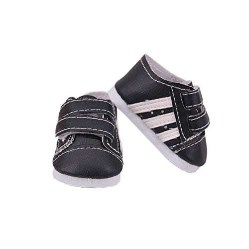 Aeromdale Puppenschuhe, gestreift, lässig, faule Schuhe für 45,7 cm große amerikanische Puppenmädchen, 43 cm große Puppe, 1 Paar, Schwarz , 22 EU von Aeromdale