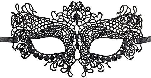 Aeromdale Schwarze Spitze Gesichtsbedeckung Damen Augenabdeckung Maskerade Gesichtsbedeckungen Halloween Party Kostüm Teil B - # F von Aeromdale