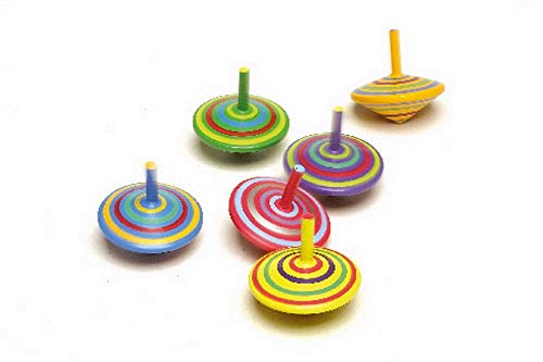 Aeromdale Wooden Topper Lernspiel - Kleines Kreisel-Toupet-Top für Kinder Mini Kreisel aus Holz 6er Geschenk von Aeromdale