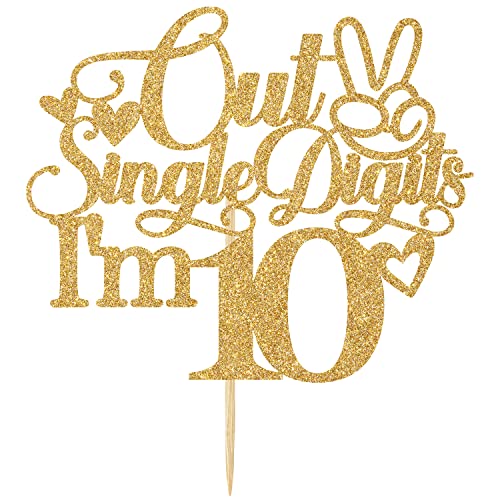 Aeryourtar Glitter Out Single Digits I'm 10 Cake Topper, Happy 10th Birthday Kuchendekoration, Hello10/Cheers to 10 Years Birthday Party Dekoration Supplies, Gold Glitter Aeryourtar Glitter Out Single Digits I'm 10 Cake Topper, Happy 10th Birthday Kuchendekoration, Hello10/Cheers to 10 Years Birthday Party Dekoration Supplies, Gold Glitter von Aeryourtar