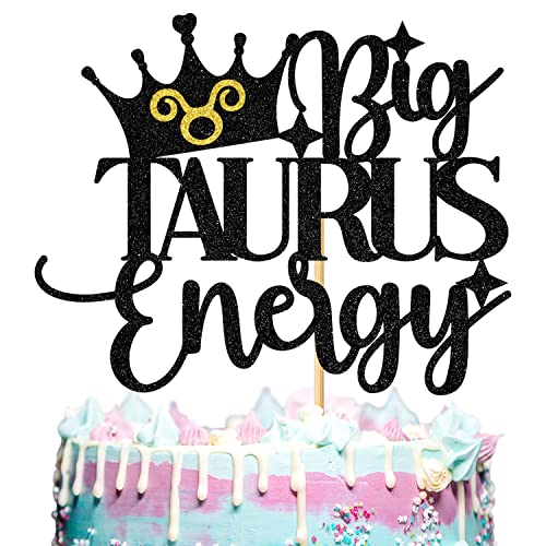 Big Taurus Energy Cake Topper, Happy Taurus Birthday Cake Decor, 12 Constellation Sternzeichen Thema Geburtstag Party Dekorationen Supplies, Schwarz Glitzer Big Taurus Energy Cake Topper, Happy Taurus Birthday Cake Decor, 12 Constellation Sternzeichen Thema Geburtstag Party Dekorationen Supplies, Schwarz Glitzer von Aeryourtar