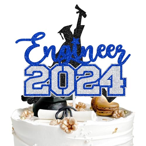 Congrats Engineer 2024 Cake Topper, Future Engineer Cake Decor, Class of 2024 Graduation Party Decoration Supplies, Black and Blue Glitter Congrats Engineer 2024 Cake Topper, Future Engineer Cake Decor, Class of 2024 Graduation Party Decoration Supplies, Black and Blue Glitter von Aeryourtar
