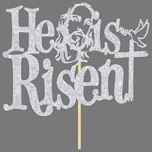 He is Risen Cake Topper, Jesus Ostern Kuchen Dekor, religiöse Feiertage Party Ostern Party Dekorationen Supplies, Silber Glitter He is Risen Cake Topper, Jesus Ostern Kuchen Dekor, religiöse Feiertage Party Ostern Party Dekorationen Supplies, Silber Glitter von Aeryourtar