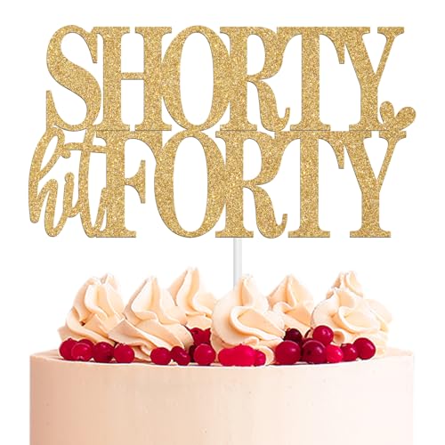 Tortenaufsatz, Motiv: Shorty Hit Forty, Legend Since 1985, Cheers to 40 Years, 40 & Fabulous, lustige Party-Dekoration zum 40. Geburtstag, goldfarbener Glitzer Tortenaufsatz, Motiv: Shorty Hit Forty, Legend Since 1985, Cheers to 40 Years, 40 & Fabulous, lustige Party-Dekoration zum 40. Geburtstag, goldfarbener Glitzer von Aeryourtar