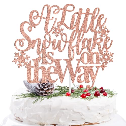 Tortenaufsatz "A Little Snowflake is on the Way" mit Aufschrift "Welcome Baby/Sweet Little Snowflake, Winter Baby Shower/Gender Reveal/Baby Birthday Party Decorations Supplies, Rose Gold Glitter Tortenaufsatz "A Little Snowflake is on the Way" mit Aufschrift "Welcome Baby/Sweet Little Snowflake, Winter Baby Shower/Gender Reveal/Baby Birthday Party Decorations Supplies, Rose Gold Glitter von Aeryourtar