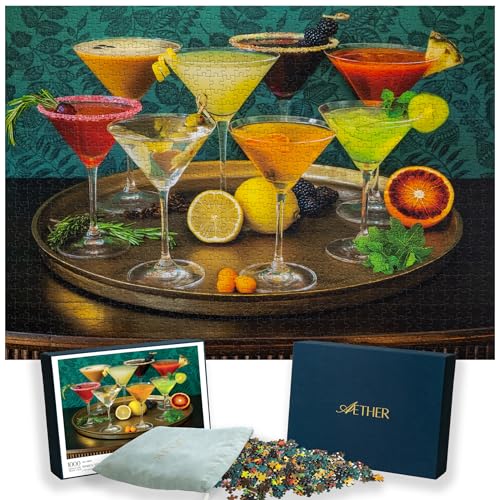 Aether Puzzles - Shaken, Styled Stirred Cocktail Puzzle, Premium 1000 Teile Puzzle für Erwachsene, blendfrei, Soft-Touch-Puzzles, Made in USA, 67,6 x 48,9 cm Aether Puzzles - Shaken, Styled Stirred Cocktail Puzzle, Premium 1000 Teile Puzzle für Erwachsene, blendfrei, Soft-Touch-Puzzles, Made in USA, 67,6 x 48,9 cm von Aether Puzzles