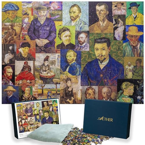 Aether Puzzles - Van Gogh - Meisterwerke im Portraiture-Feinkunst-Puzzle, Premium 1000 Teile Puzzle für Erwachsene, blendfrei, Soft-Touch-Puzzles, Made in USA, 67,6 x 48,9 cm von Aether Puzzles