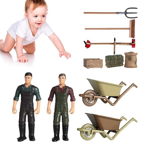 Aeutwekm Spielzeugbauernhof, Kinderbauernhofspielzeug,12 Stück Bauernhof-Miniaturmodelle - Bauernfiguren-Spielset, vorgetäuschtes Bauernhofmodell, Bauernhofzubehör für die frühe Bildung, für Mädchen, von Aeutwekm