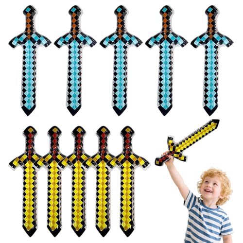 10 Stück Aufblasbare Spiel Schwerter, Afenau 65cm Kinder Aufblasbares Pixel Schwerter, Sicherheit Aufblasbares Schwertspielzeug, Spiel Aufblasbare Spielzeuge für Geburtstagsparty Halloween Cosplay von Afenau