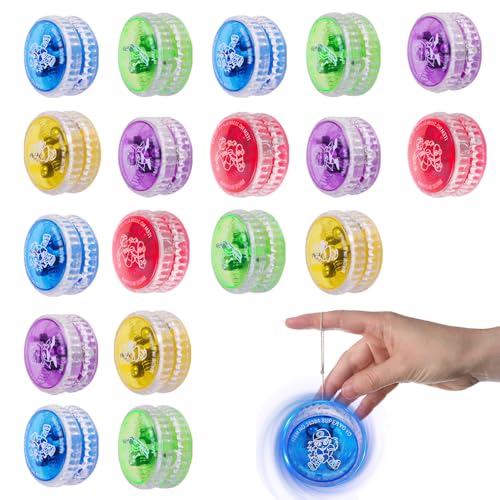 Afenau 18 Stück JoJo Kinder LED, Kunststoff Responsive Yoyo, Reaktives Kugellager JoJo, JoJo Leuchtend für Anfänger Tombola Preise Geburtstag Party Gastgeschenk (Farbe Zufällig) von Afenau