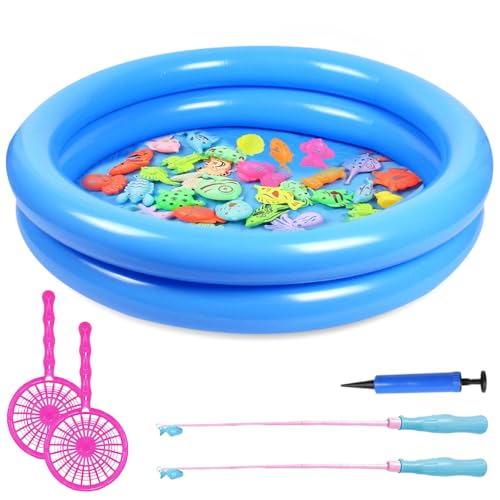 Afenau Angeln Spielzeug, 50 Stück Angelspiel Magnet mit Pool, wasserdichte Fische Angeln Badespielzeug mit Rute und Netz, Angel Spielzeug, Angelspielzeug für Kinder, Geschenk für Mädchen Jungen Afenau Angeln Spielzeug, 50 Stück Angelspiel Magnet mit Pool, wasserdichte Fische Angeln Badespielzeug mit Rute und Netz, Angel Spielzeug, Angelspielzeug für Kinder, Geschenk für Mädchen Jungen von Afenau