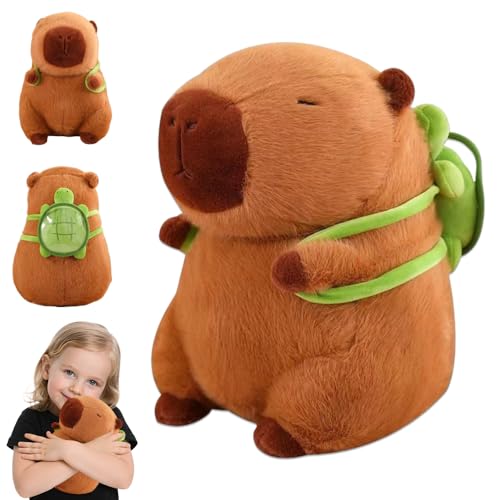 Afenau Capybara Kuscheltier, 25 cm Capybara Plüschtier mit Schildkrötenrucksack, Süß Wasserschwein Kuscheltier, Weich Kabibara Kuscheltiere, Capybara Stofftier für Kinder Jungen Mädchen von Afenau