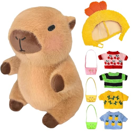Afenau Capybara Plüschtier, 25cm Capybara Kuscheltier mit Kleidung und Accessoires, Snackles Capybara, Wasserschwein Kuscheltier für Kinderspielzeug, Geburtstagsgeschenke, Heimdekoration Afenau Capybara Plüschtier, 25cm Capybara Kuscheltier mit Kleidung und Accessoires, Snackles Capybara, Wasserschwein Kuscheltier für Kinderspielzeug, Geburtstagsgeschenke, Heimdekoration von Afenau