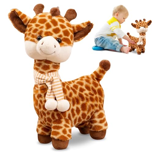 Afenau Giraffe Kuscheltier, 30cm Kuscheltier Giraffe mit Schals, Plüschtiere Giraffe Puppe, Kuscheltiere Süß für Jungen und Mädchen, Geburtstagsgeschenk von Afenau