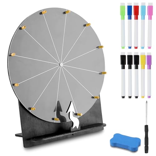 Afenau Glücksrad zum Drehen, 30cm 12 Slots Glücksrad Zum Selbstgestalten mit 10 Markierstift, Gluecksrad Gluecksrad mit Ständer, Drehrad Glücksrad für Lotteriespiele, Party, Verkaufsförderung, Schule von Afenau
